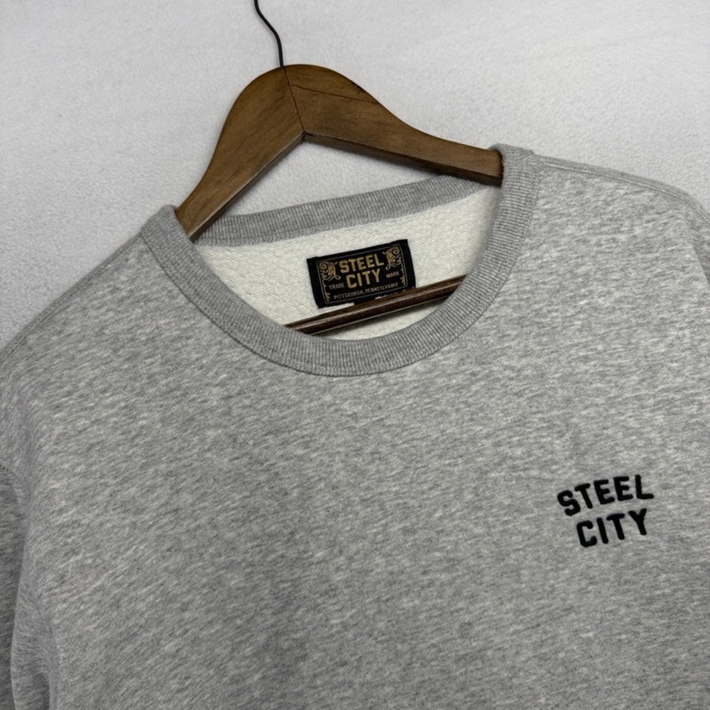 Steel City Sweatshirt Men's Medium Gray Pittsburgh Pennsylvania Logo Fleece